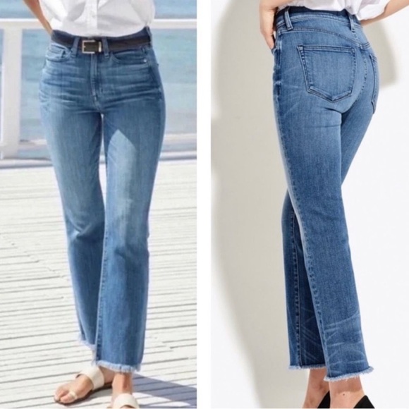 AYR The Bomb Pop Strait Leg High Rise Jeans Raw Hem Blue Size 25 Flattering Edgy - Picture 7 of 16